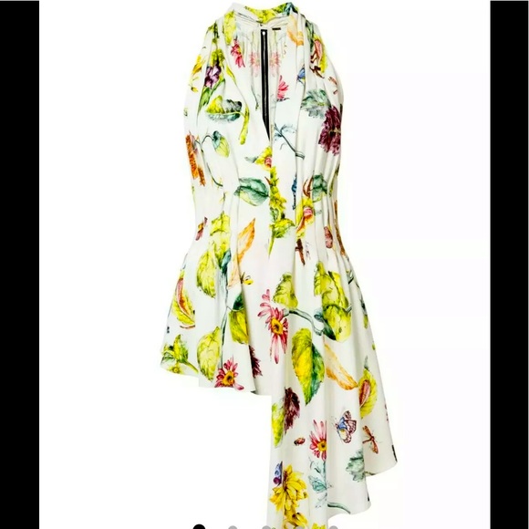 Adam Lippes Crepe Top Floral Print Asymmetrical - Picture 2 of 10